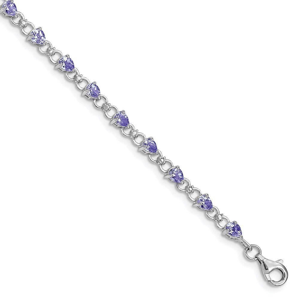 Kazi Luxury Sterling Silver Rhodium-plated Tanzanite and Diamond Bracelet